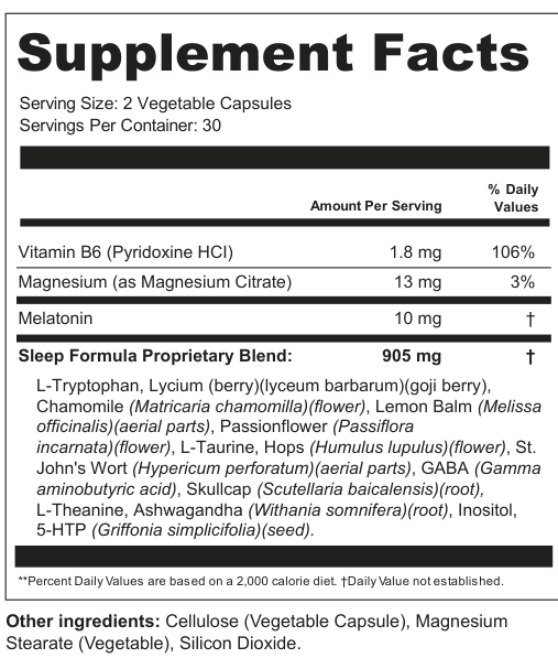 Supplement Facts for Nocturne Drift